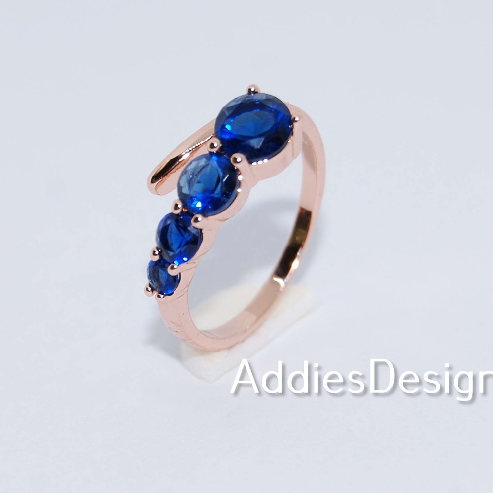 14K Gold Filled Blue Sappire Ring, Size 8